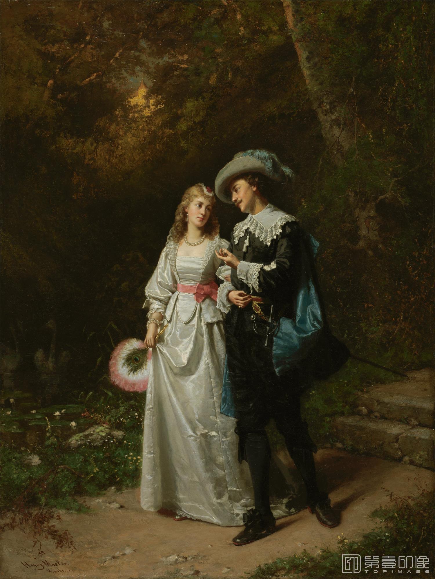 油画-美国阿特金森美术馆-Henry Mosler-Stroll in the Park, ca. -.tifHenry Mosler - Stroll in the Park, ca. -232
